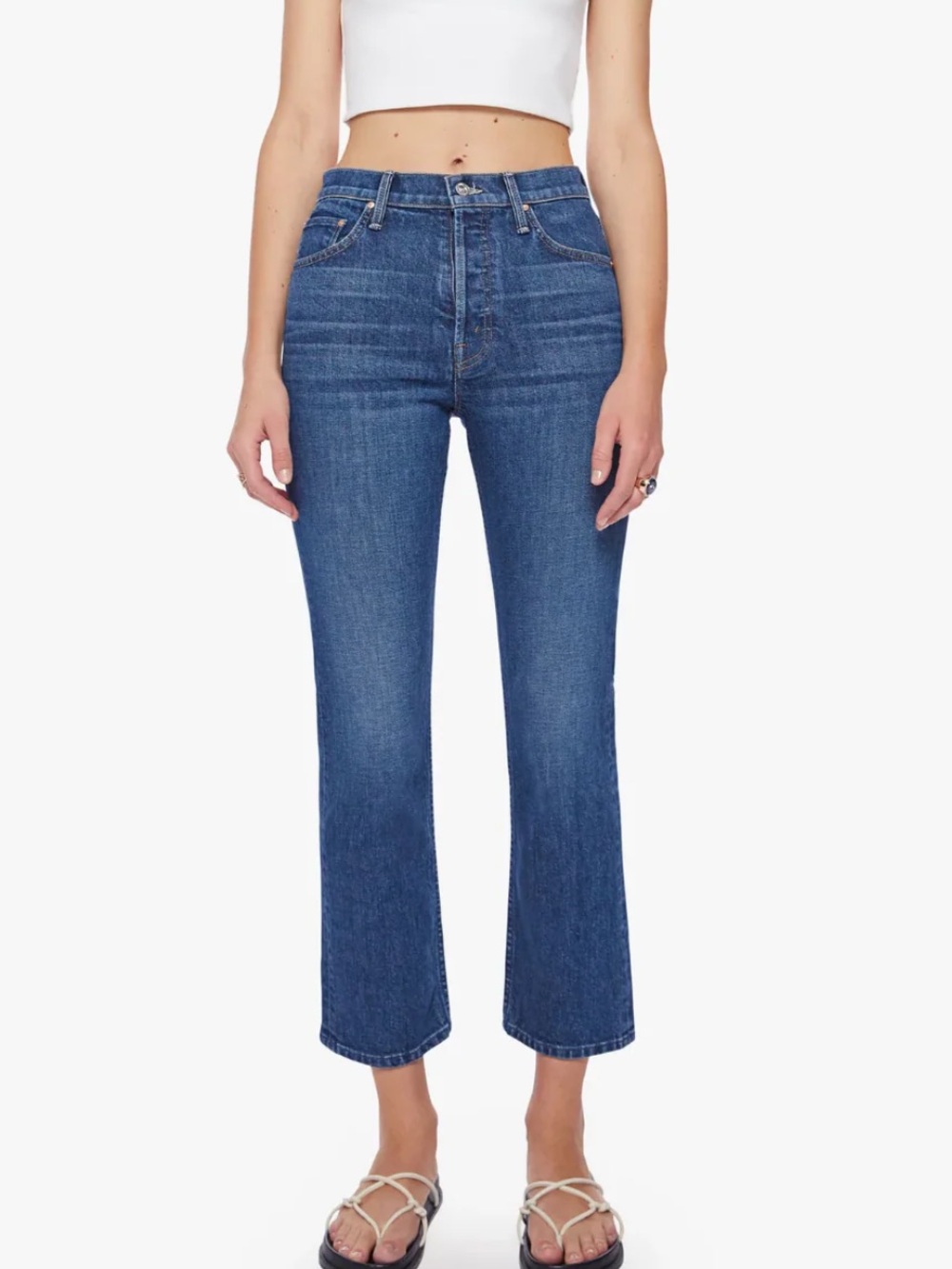 MOTHER Superior Tomcat Ankle Straight Leg Jeans - Cannonball (Dark Blue Wash)